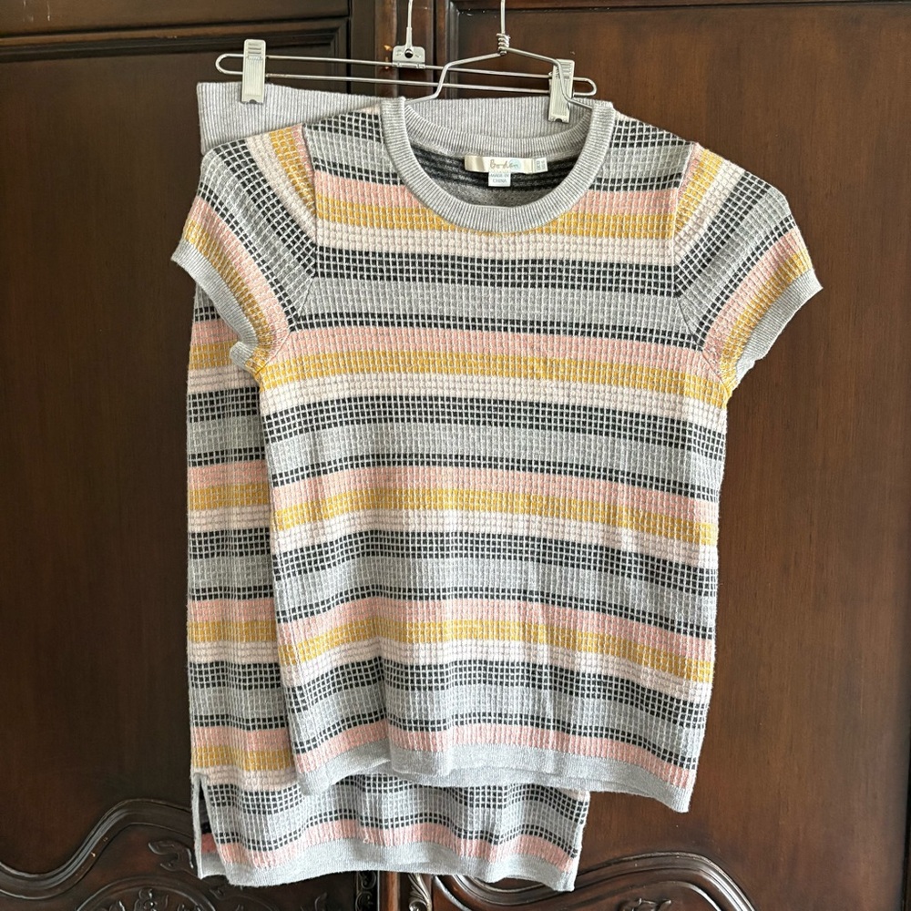 Boden Striped Textured Knit Wool Blend Set Top & Skirt size 6